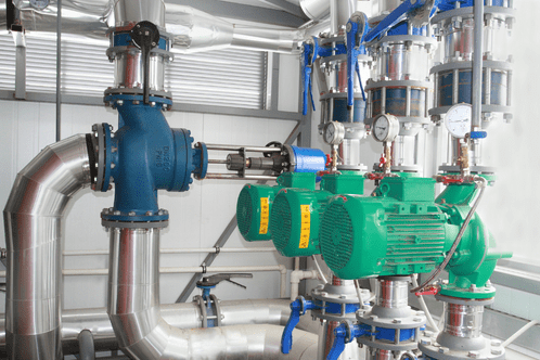 1 Industrial pump and piping system for process fluid control