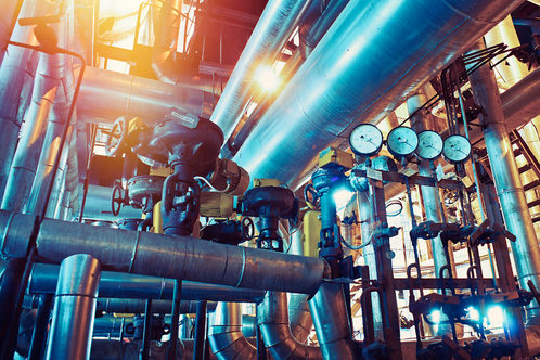 3 Industrial process piping with pressure gauges and measurement instrumentation